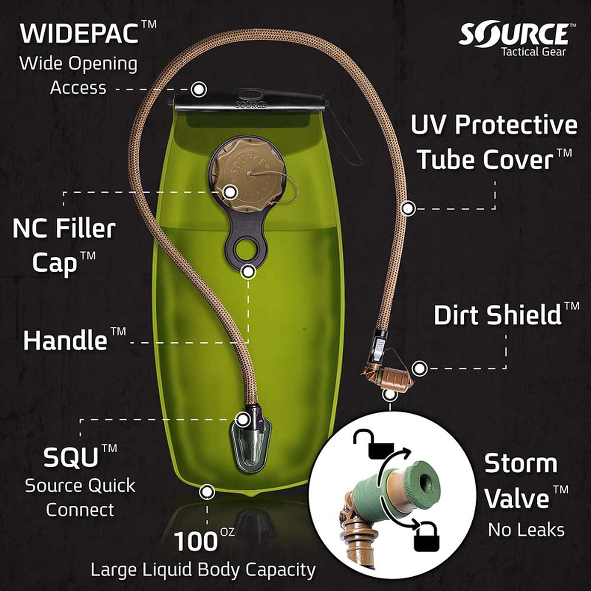 Gear - Bags - Hydration Packs - SOURCE Tactical Hydration Pack W/ Bladder (3L / 100oz)