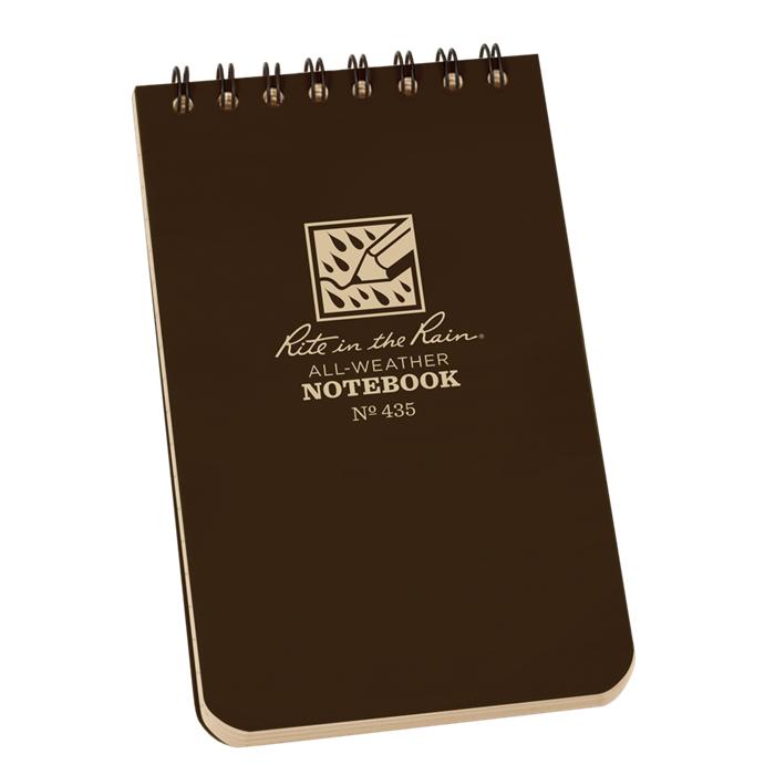 Supplies - EDC - Notebooks - Rite In The Rain 435 Top-Spiral 3x5" Notebook - Brown