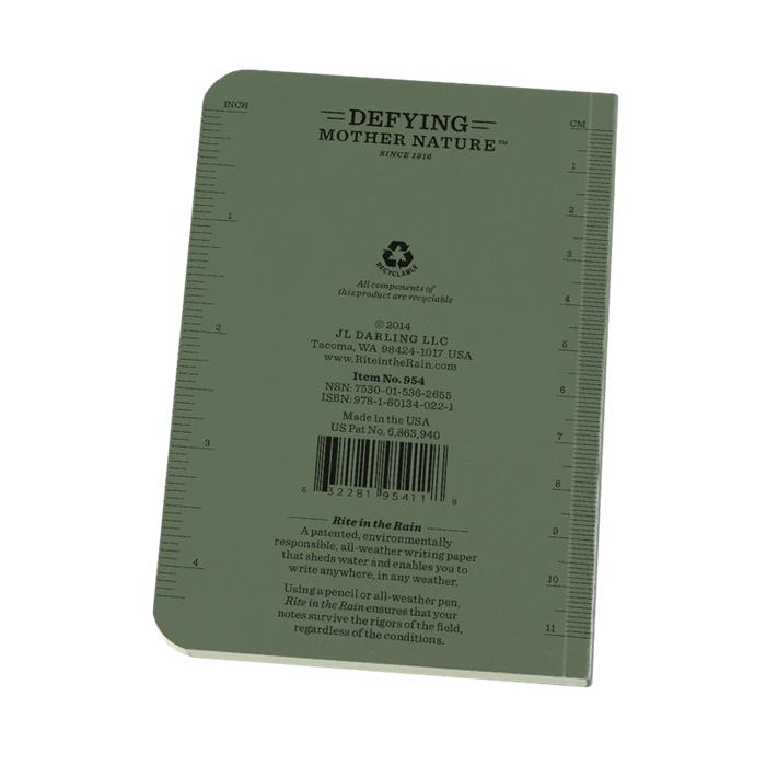 Supplies - EDC - Notebooks - Rite In The Rain 954 Field-Flex 3.5x5" Memo Book - Green