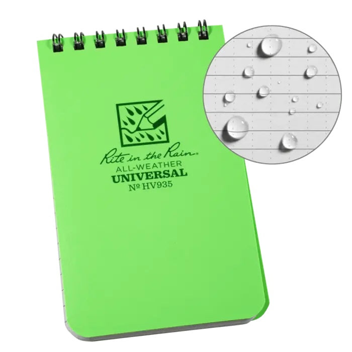 Supplies - EDC - Notebooks - Rite In The Rain HV935 Top-Spiral 3x5" Notebook - Hi-Vis Green
