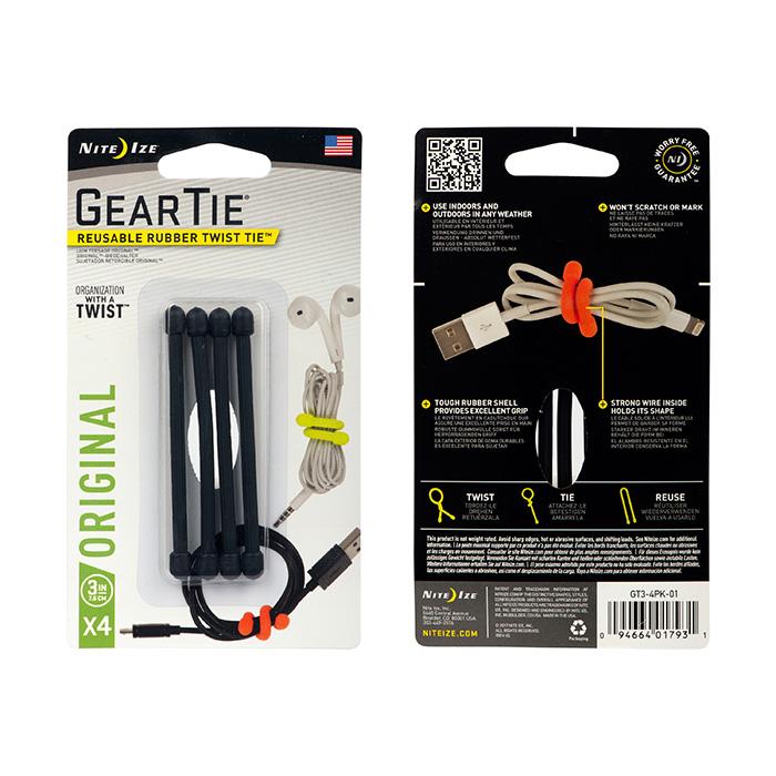 Supplies - EDC - Tools - Nite Ize Gear Tie Reusable 3" Twist Tie - 4 Pack