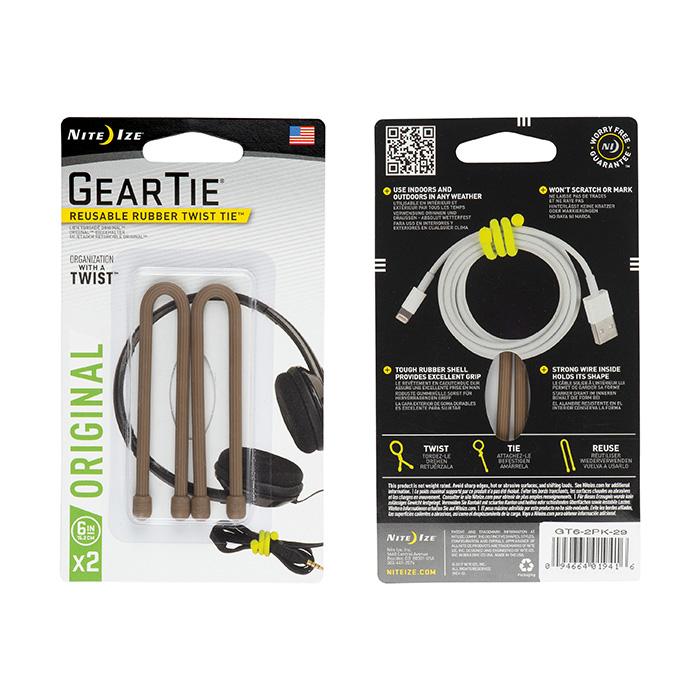Supplies - EDC - Tools - Nite Ize Gear Tie Reusable 6" Twist Tie - 2 Pack