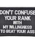 Supplies - Identification - Morale Patches - Offbase Don't Confuse Your Rank Patch