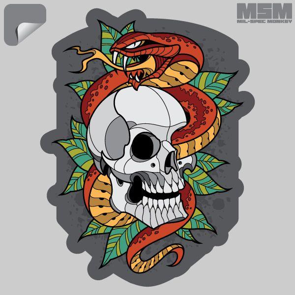 Supplies - Identification - Stickers - Mil-Spec Monkey Skull Snake 2 Decal Sticker