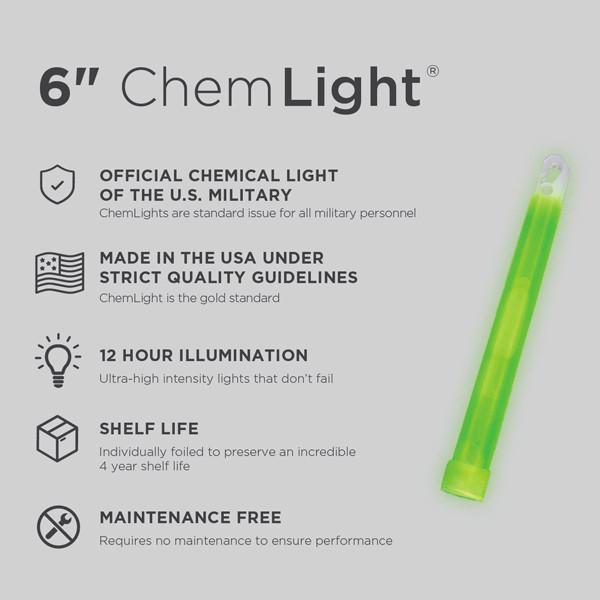 Supplies - Lights - Strobes & Markers - Cyalume 6" Tactical ChemLight - GREEN, 12 Hour (10 Pack)