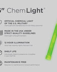 Supplies - Lights - Strobes & Markers - Cyalume 6" Tactical ChemLight - GREEN, 12 Hour (10 Pack)