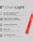Supplies - Lights - Strobes & Markers - Cyalume 6" Tactical ChemLight - RED, 12 Hour (10 Pack)