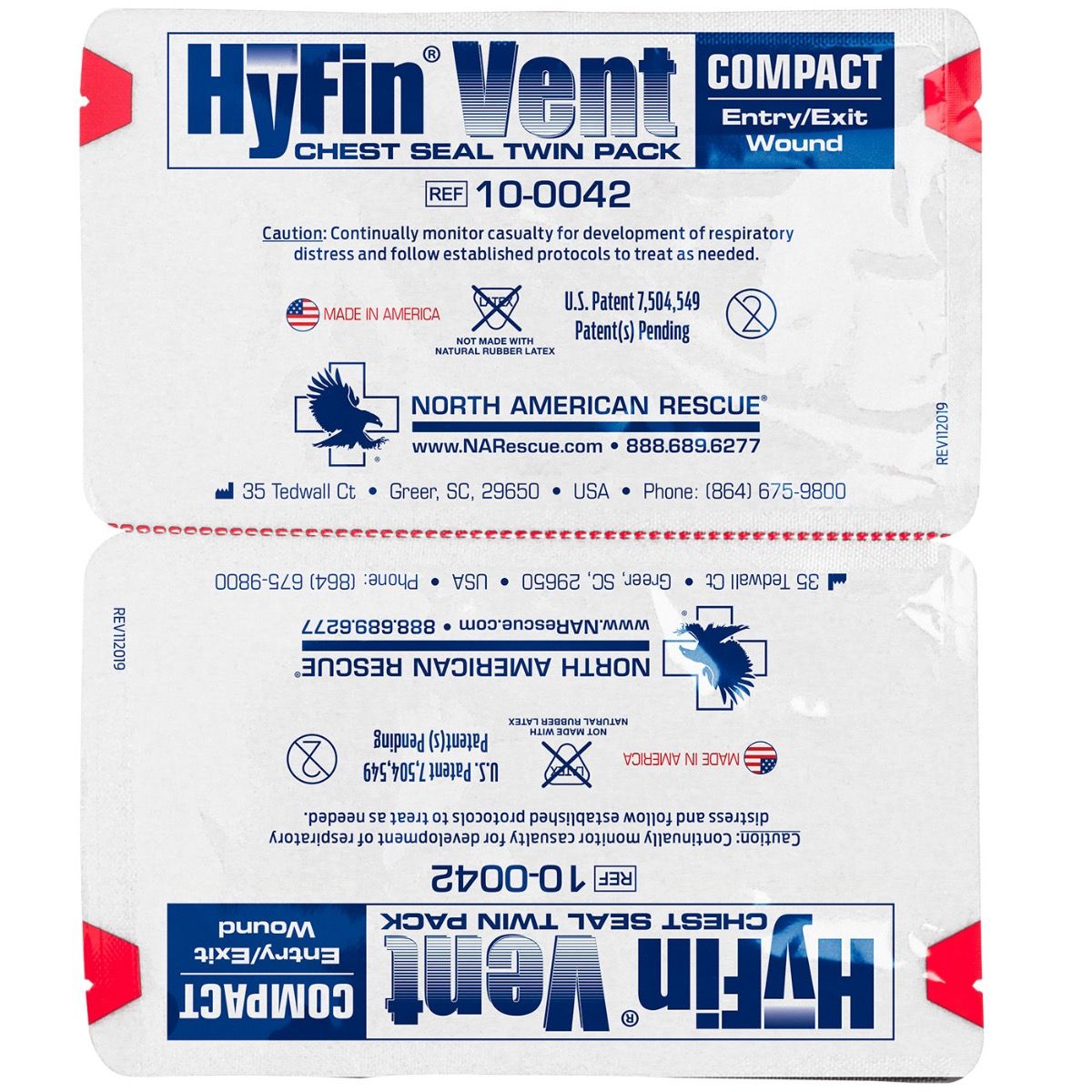 Supplies - Medical - Bandages - North American Rescue HyFin Vent Compact Chest Seal Twin Pack