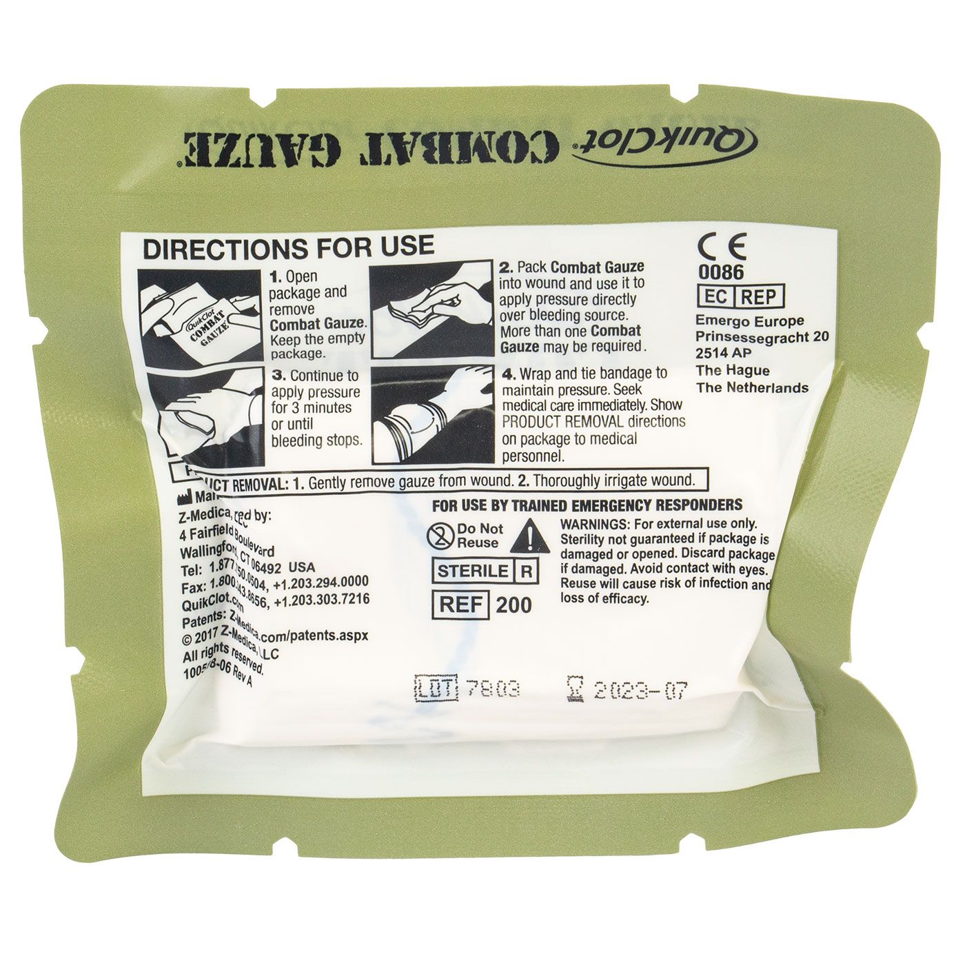 Supplies - Medical - Bandages - Quikclot Z-Fold Hemostatic Combat Gauze