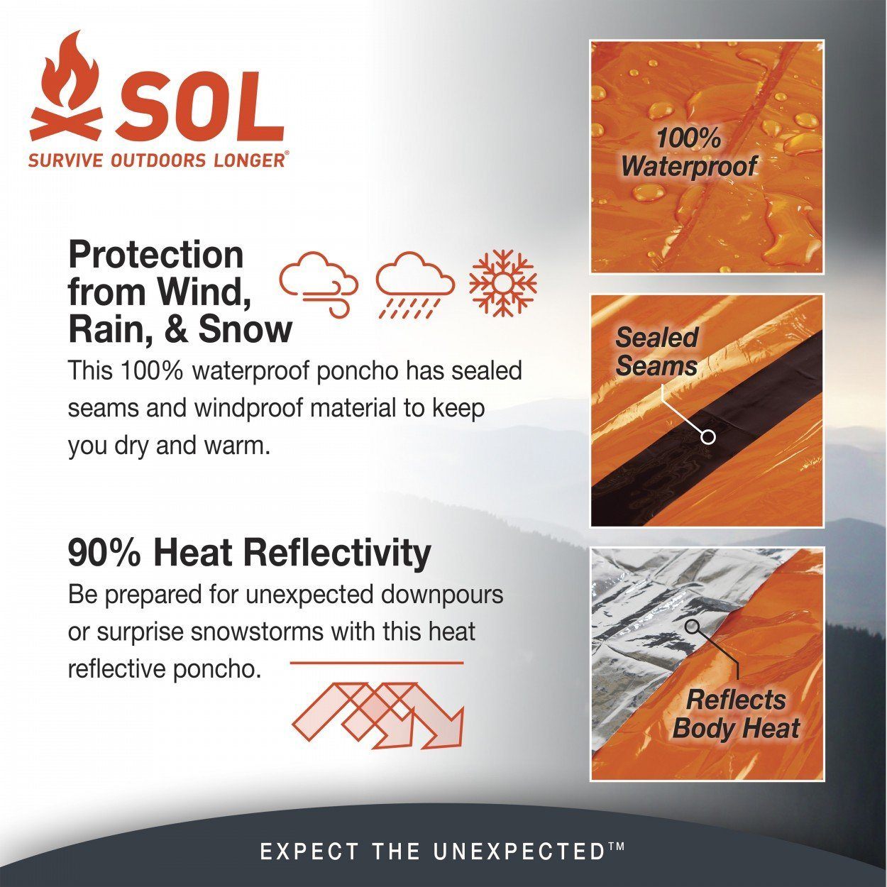 Supplies - Outdoor - Survival & Kits - Adventure Medical SOL® Heat Reflective Poncho