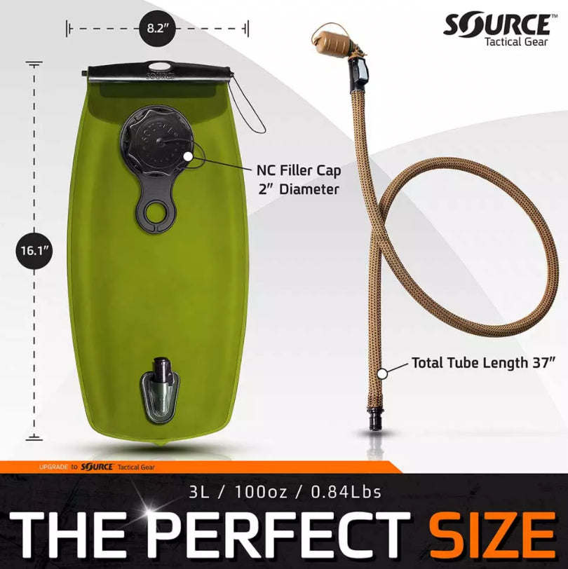 Supplies - Provisions - Drinking Tools - SOURCE WXP Hydration Bladder W/ Storm Valve (3L / 100oz)