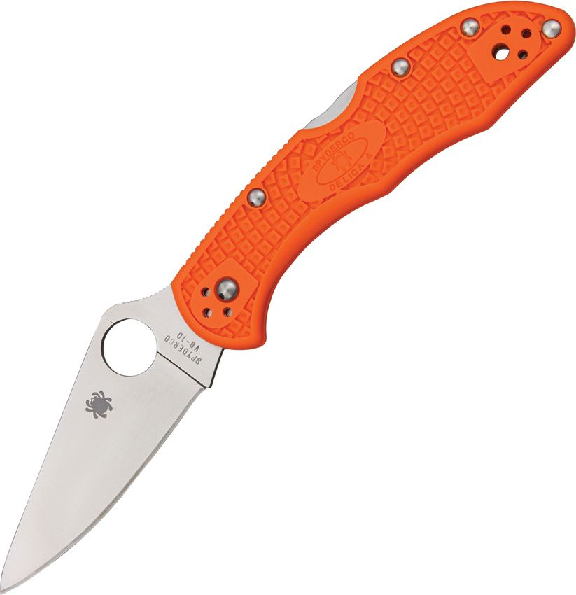 Spyderco Delica 4 Folding Knife - Plain Edge, Orange