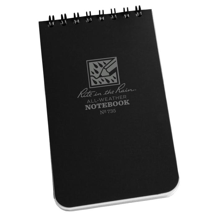 Supplies - EDC - Notebooks - Rite In The Rain 735 Top-Spiral 3x5&quot; Notebook - Black