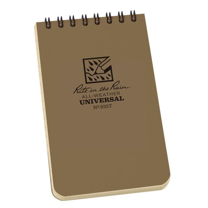 Supplies - EDC - Notebooks - Rite In The Rain 935T Top-Spiral 3x5&quot; Notebook - Tan