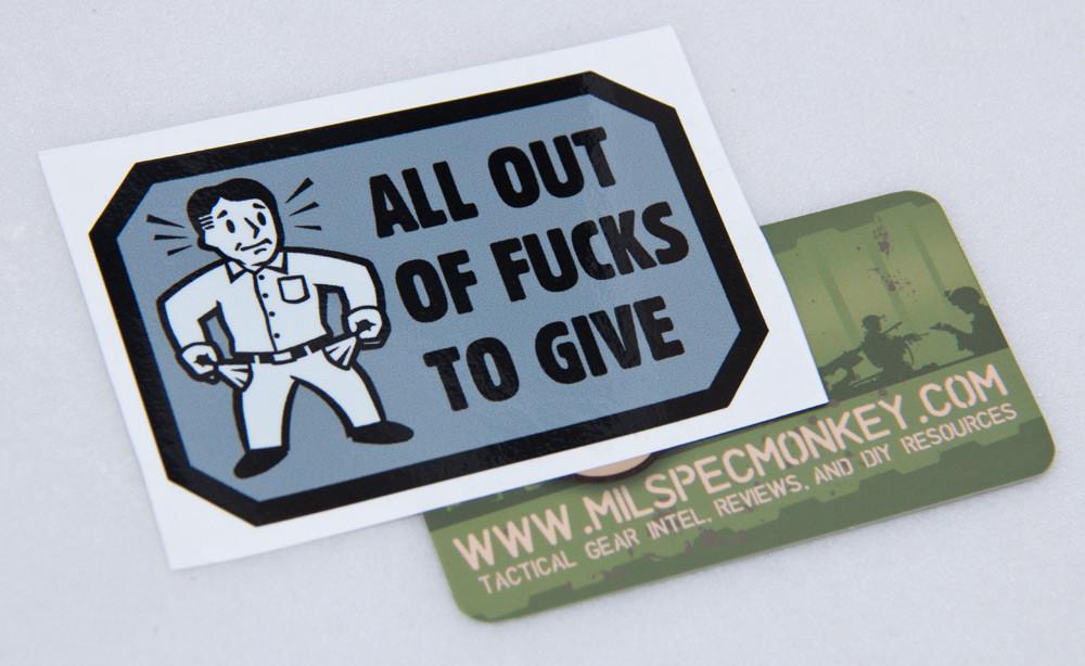 Supplies - Identification - Stickers - Mil-Spec Monkey All Out Of F**** To Give Decal Sticker