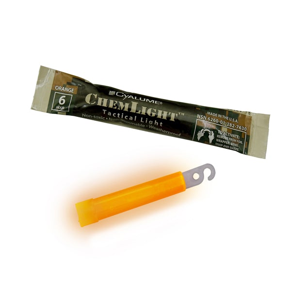 Supplies - Lights - Strobes & Markers - Cyalume 4" Tactical ChemLight - ORANGE, 6 Hour (10 Pack)