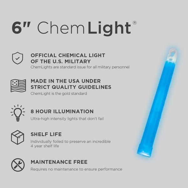 Supplies - Lights - Strobes & Markers - Cyalume 6" Tactical ChemLight - BLUE, 8 Hour (10 Pack)