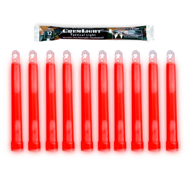 Supplies - Lights - Strobes & Markers - Cyalume 6" Tactical ChemLight - RED, 12 Hour (10 Pack)