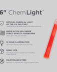 Supplies - Lights - Strobes & Markers - Cyalume 6" Tactical ChemLight - RED, 12 Hour (10 Pack)