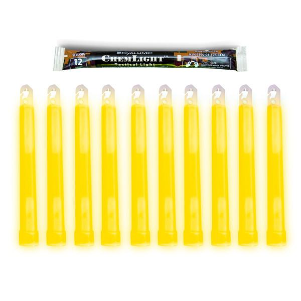 Supplies - Lights - Strobes & Markers - Cyalume 6" Tactical ChemLight - YELLOW, 12 Hour (10 Pack)