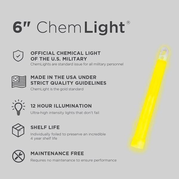 Supplies - Lights - Strobes & Markers - Cyalume 6" Tactical ChemLight - YELLOW, 12 Hour (10 Pack)