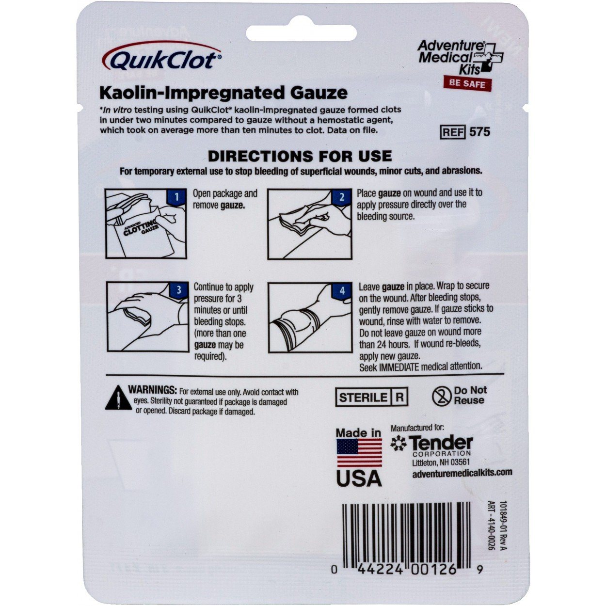 Supplies - Medical - Bandages - Adventure Medical QuikClot Gauze 3" X 4'