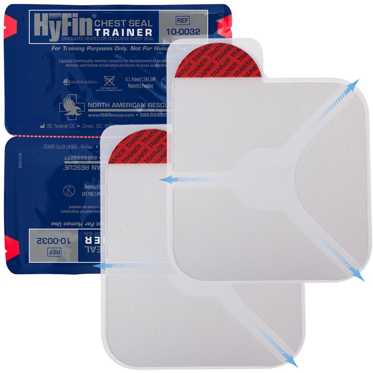 Supplies - Medical - Bandages - North American Rescue HyFin Vent Chest Seal Twin Pack - TRAINER