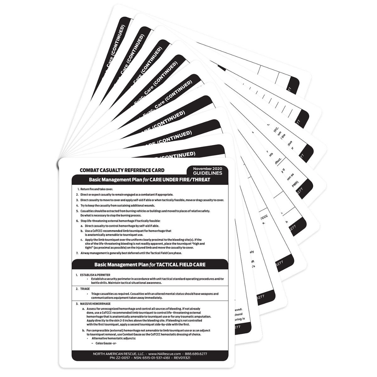 Supplies - Medical - Tools - North American Rescue Combat Casualty Reference Card