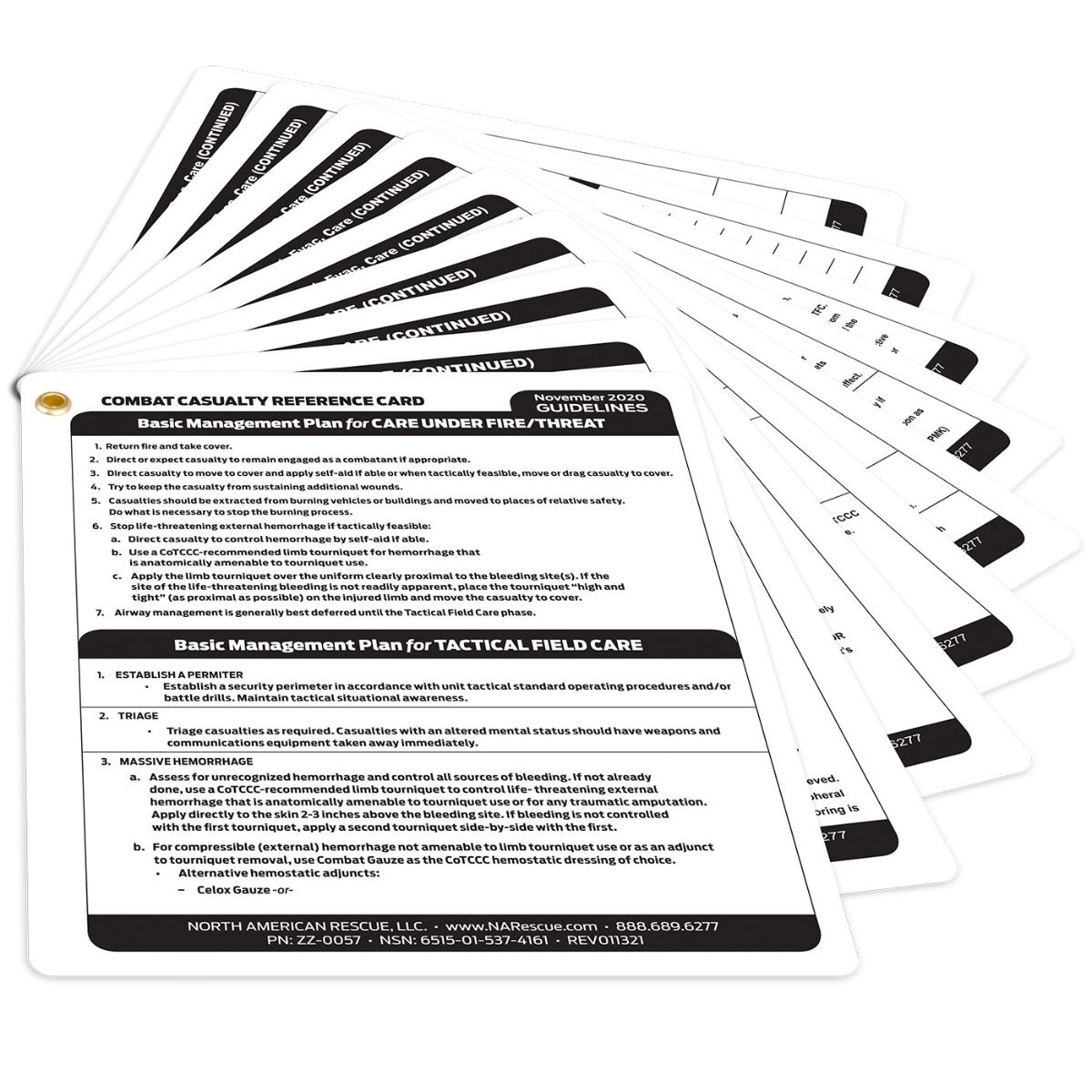 Supplies - Medical - Tools - North American Rescue Combat Casualty Reference Card